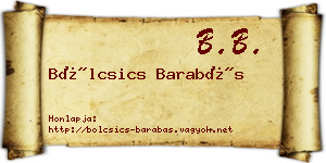 Bölcsics Barabás névjegykártya